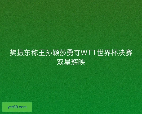 樊振东称王孙颖莎勇夺WTT世界杯决赛双星辉映